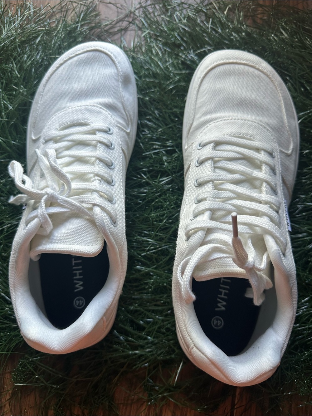 WHITIN White Low-Top Canvas Sneakers with Black Insole